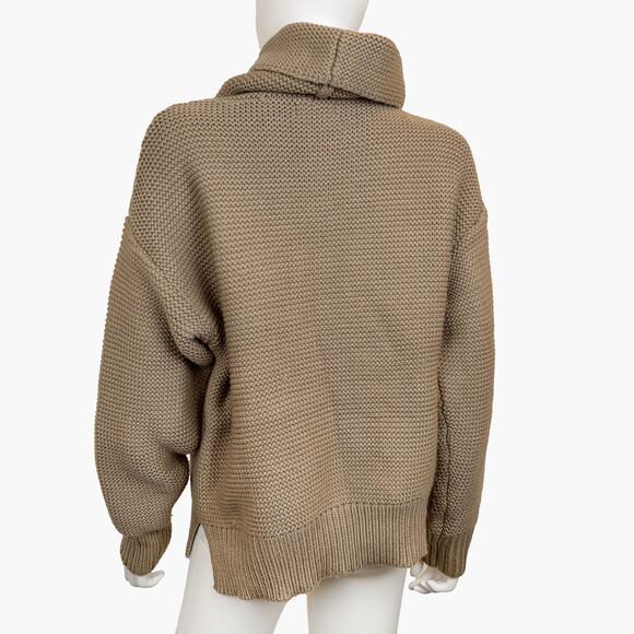 IN LOOM Oversized Chunky Knit Turtleneck Sweater (Taupe/Tan | Size S) - Picture 4 of 7